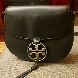 Gently Used Tory Burch Black Saddle Crossbody bag